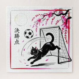 家族での夜に夢見る桜の猫サッカー ジグソーパズル