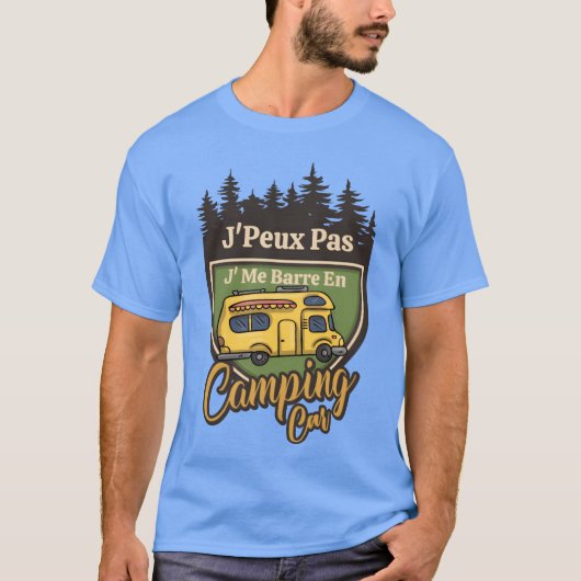 家族でキャンピングカーに乗って逃げ出す Tシャツ (正面)