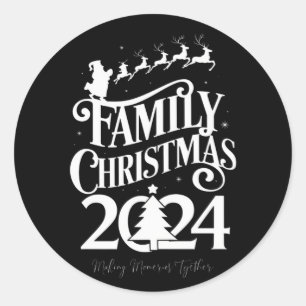 家族でクリスマス2024の思い出 一緒にマッチング ラウンドシール
