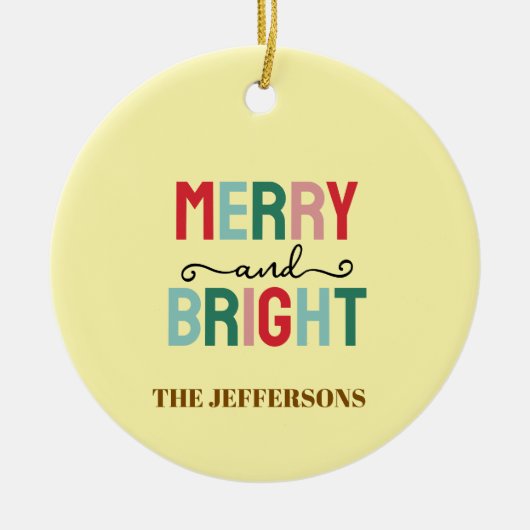 家族でハッピーニューイヤー、メリークリスマス セラミックオーナメント (正面)