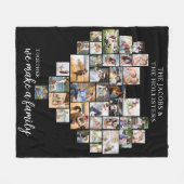 家族で一緒にハート型のコラージュを作る フリースブランケット (正面(横))