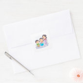 家族で一緒にパン作り ママと子供たちの料理 スクエアシール