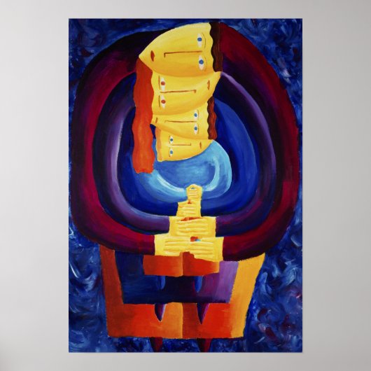 家族で一緒にポートレートモダン絵画のアートプリント ポスター (正面)