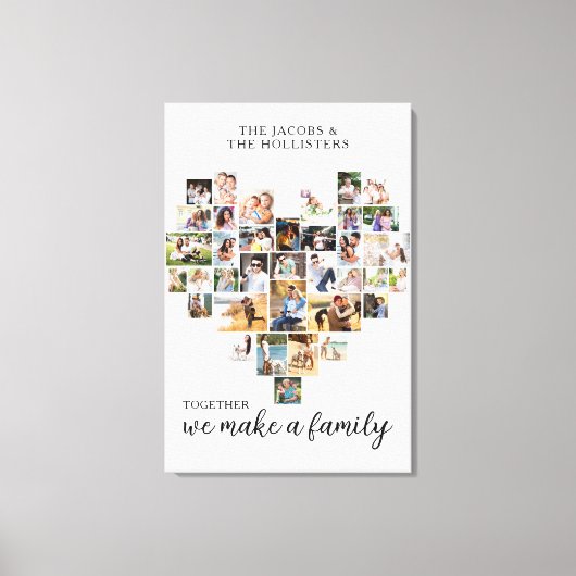 家族で一緒に心の形36写真コラージュ キャンバスプリント (正面)