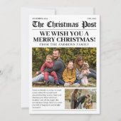 家族で写真を撮る楽しいクリスマス シーズンカード (正面)