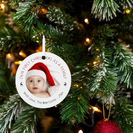 家族で初のクリスマスの写真 メタルオーナメント