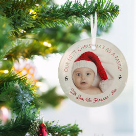 家族で初めてのクリスマスの写真 ガラスオーナメント