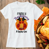 家族で感謝祭スパイする猫たち秋の秋かわいい Tシャツ
