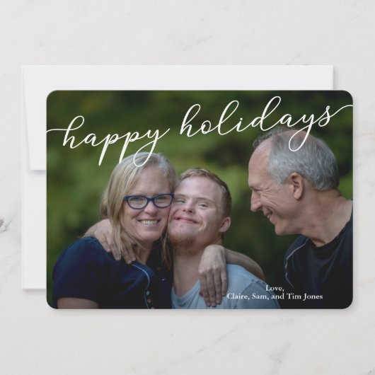 家族で撮影したクリスマスフォトカード 招待状 (正面)