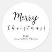 家族で楽しむクリスマスパーティーのプレゼント ラウンドシール (正面)