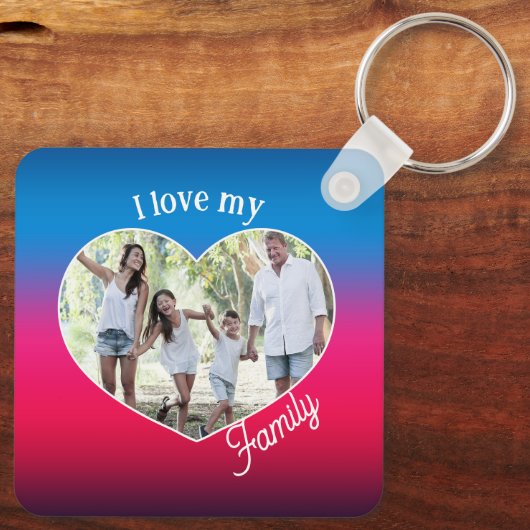 家族で楽しむハートの形カラー写真 キーホルダー (裏面)