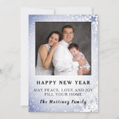 家族で楽しむブルーの雪景色の年賀状カード シーズンカード (正面)