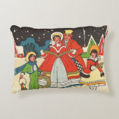 家族で歌う音楽キャロル、ヴィンテージクリスマス アクセントクッション (正面)