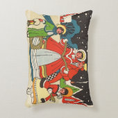 家族で歌う音楽キャロル、ヴィンテージクリスマス アクセントクッション (正面(垂直))