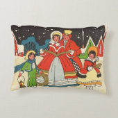 家族で歌う音楽キャロル、ヴィンテージクリスマス アクセントクッション (裏面)