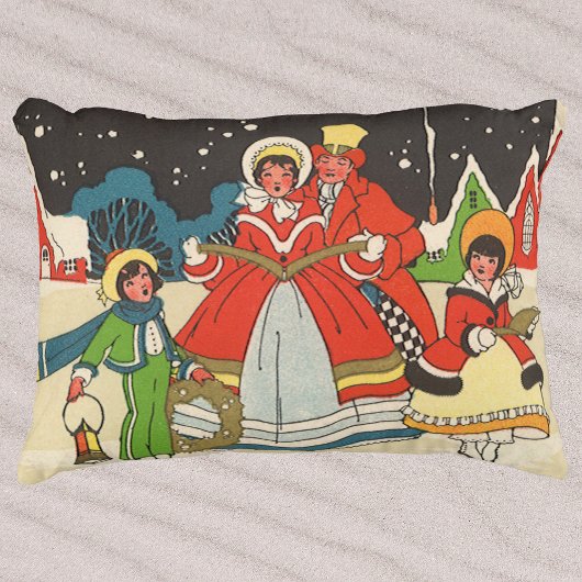 家族で歌う音楽キャロル、ヴィンテージクリスマス アクセントクッション