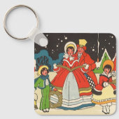 家族で歌う音楽キャロル、ヴィンテージクリスマス キーホルダー (正面)