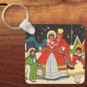 家族で歌う音楽キャロル、ヴィンテージクリスマス キーホルダー (正面)