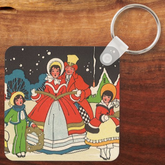 家族で歌う音楽キャロル、ヴィンテージクリスマス キーホルダー (裏面)