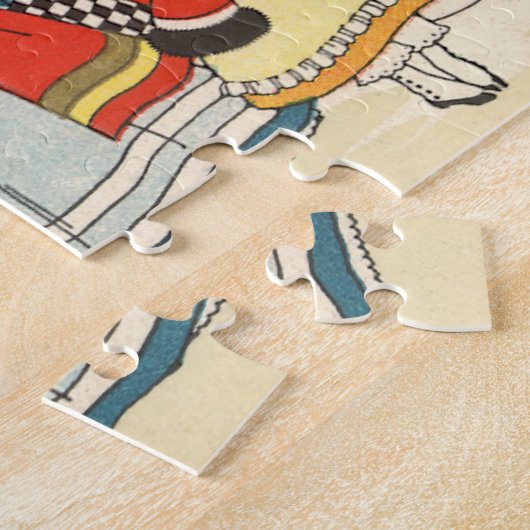 家族で歌う音楽キャロル、ヴィンテージクリスマス ジグソーパズル (側面)