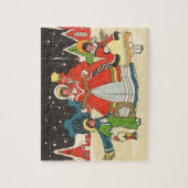 家族で歌う音楽キャロル、ヴィンテージクリスマス ジグソーパズル (縦)