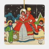 家族で歌う音楽キャロル、ヴィンテージクリスマス セラミックオーナメント (裏面)