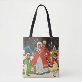 家族で歌う音楽キャロル、ヴィンテージクリスマス トートバッグ (正面)