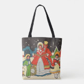 家族で歌う音楽キャロル、ヴィンテージクリスマス トートバッグ (裏面)