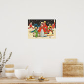 家族で歌う音楽キャロル、ヴィンテージクリスマス ポスター (キッチン)