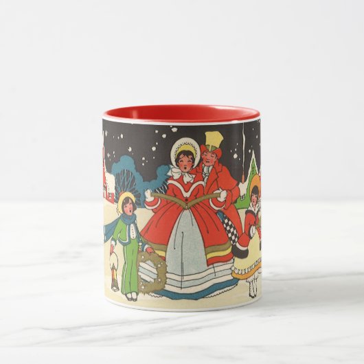 家族で歌う音楽キャロル、ヴィンテージクリスマス マグカップ (中央)