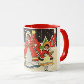 家族で歌う音楽キャロル、ヴィンテージクリスマス マグカップ (正面右)