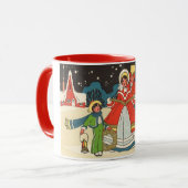 家族で歌う音楽キャロル、ヴィンテージクリスマス マグカップ (正面左)