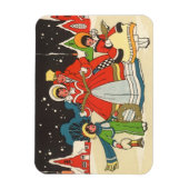 家族で歌う音楽キャロル、ヴィンテージクリスマス マグネット (縦)