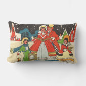 家族で歌う音楽キャロル、ヴィンテージクリスマス ランバークッション (正面)