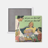 家族で母にベッドで朝食をプレゼント マグネット (正面/裏面)