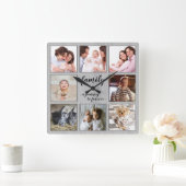 家族で永遠に写真のコラージュへ素朴の旅 スクエア壁時計 (ホーム)