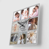 家族で永遠に写真のコラージュへ素朴の旅 スクエア壁時計 (傾斜)