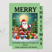 家族で満たされた賛美クリスマスのカード シーズンカード (正面/裏面)