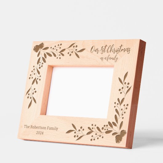 家族としての最初のクリスマスパーソナライズされた レーザー彫刻フレーム (左)