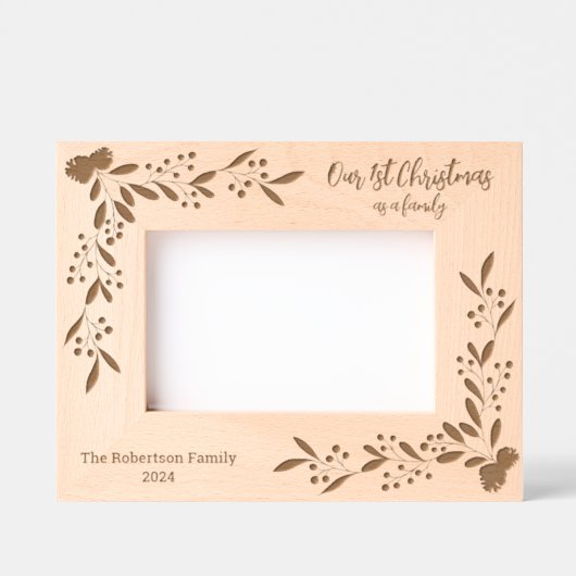 家族としての最初のクリスマスパーソナライズされた レーザー彫刻フレーム (正面)