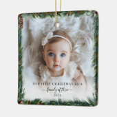 家族としての私たちの初めてのクリスマス2写真 セラミックオーナメント (左)