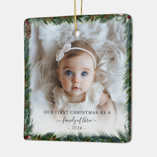 家族としての私たちの初めてのクリスマス2写真 セラミックオーナメント (左)