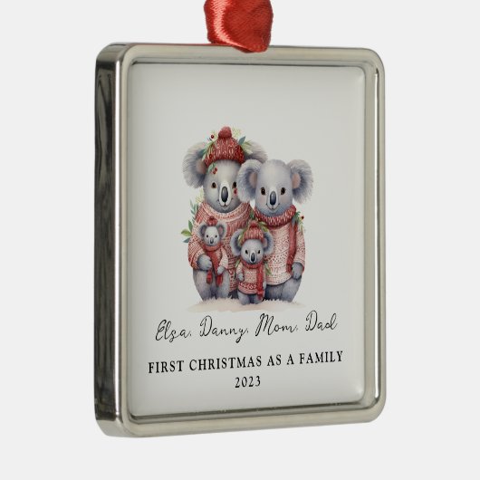 家族としての養子縁組初めてのクリスマスコアラ メタルオーナメント (右)
