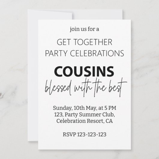 家族とのいこ最高のとの懇親会パーティー 招待状 (正面)