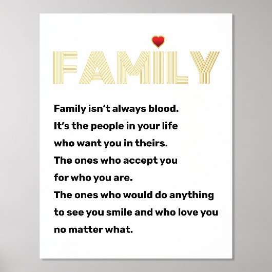 家族とは必ずしも血縁関係ではない（引用） 白金 箔ポスター (正面)