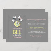 家族とビーモダンツのカップル女の子のための赤ちゃんシャワー 招待状 (正面/裏面)