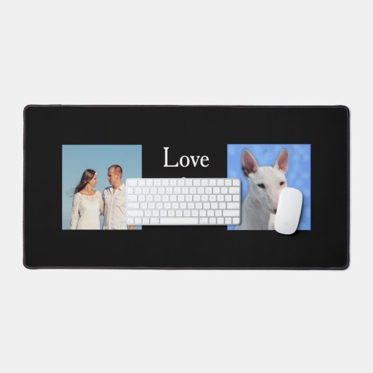 家族とブルテリアのカスタム写真 デスクマット (キーボード&マウス)