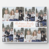 家族とペットのスナップショット白いバラの金ゴールド フォトプラーク (正面)