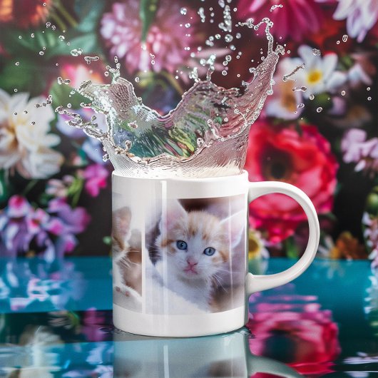 家族とペットの写真コラージュ3連 ジャンボコーヒーマグカップ