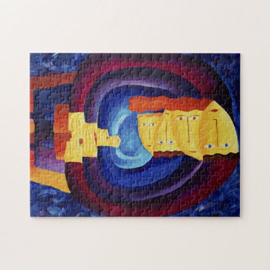 家族とモダンポートレート絵画の芸術 ジグソーパズル (横)